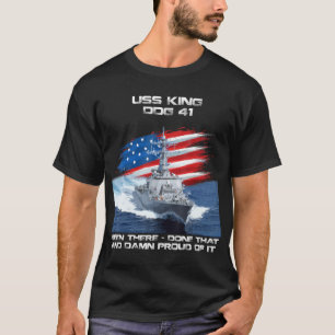 T-shirt USS King DDG-41 Destroyer Ship USA Drapeau Vétérin