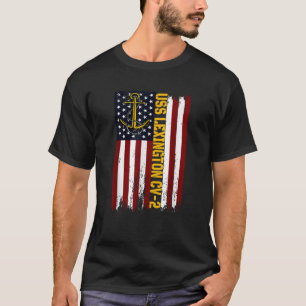 T-shirt USS Lexington CV 2 porte-avions Drapeau américain
