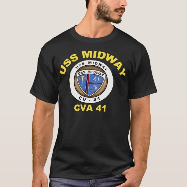 T-shirt Uss Midway (Cvbcvacv-41) Crest For Dark (Devant)