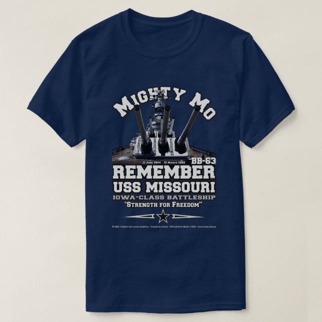 T-shirt USS Missouri BB63 Bataillon vétérans de la marine (Design devant)