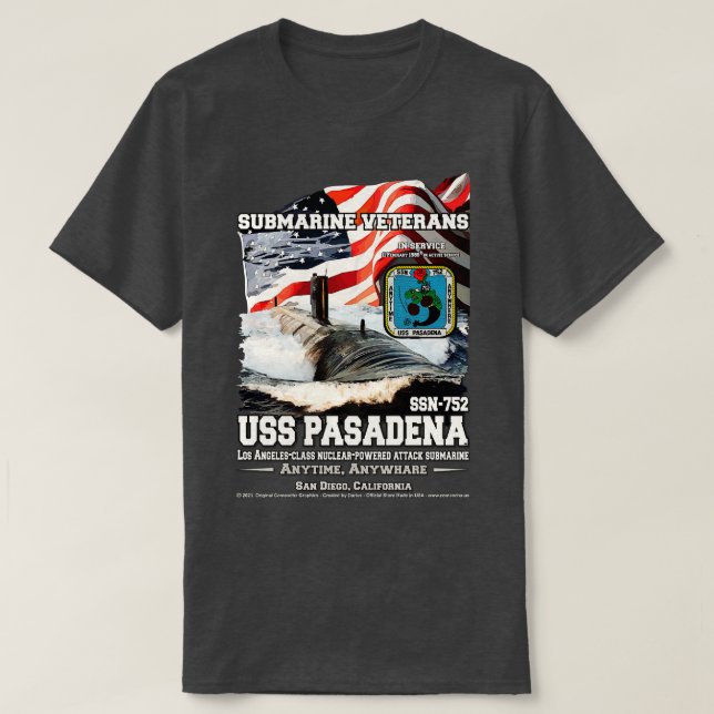 T-shirt USS Pasadena SSN752 US Navy (Design devant)