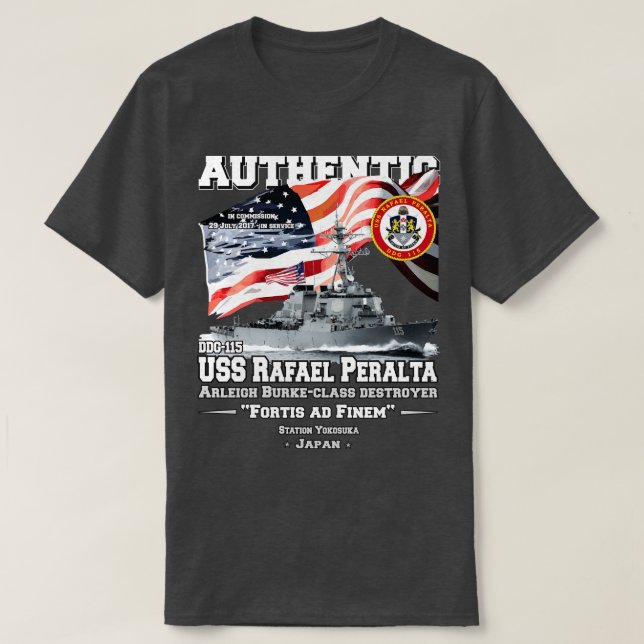 T-shirt USS Rafael Peralta DDG115 Navy Destroyer (Design devant)