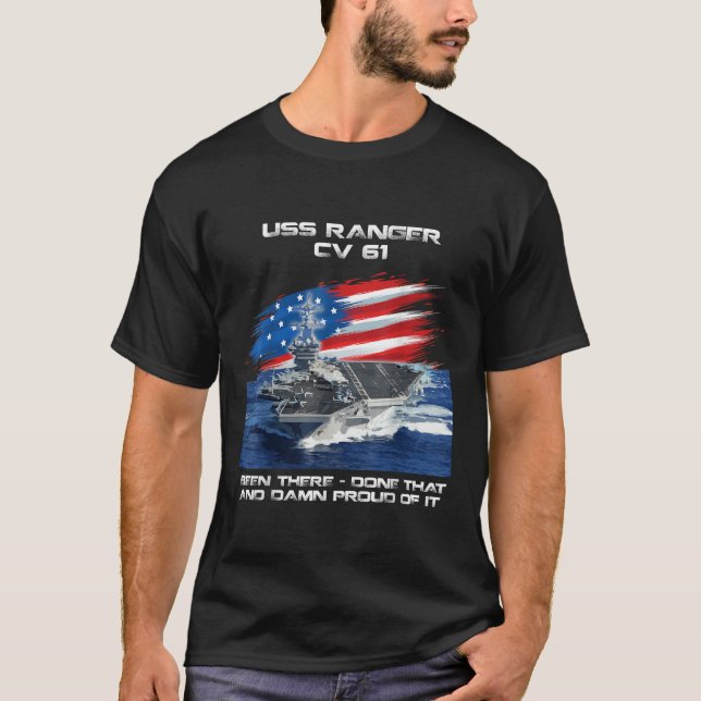 T-shirt USS Ranger CV 61 Avion Transporteur Vétérinaire US (Devant)
