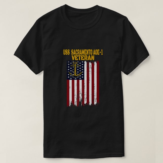 T-shirt USS Sacramento AOE-1 Fast Combat Support Ship Vete (Design devant)