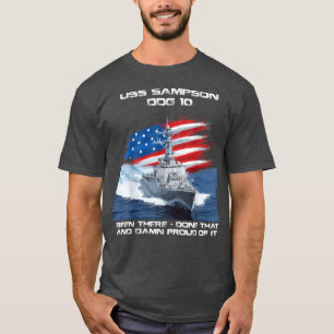 T-shirt USS Sampson DDG10 Destroyer Ship USA Drapeau Vétér