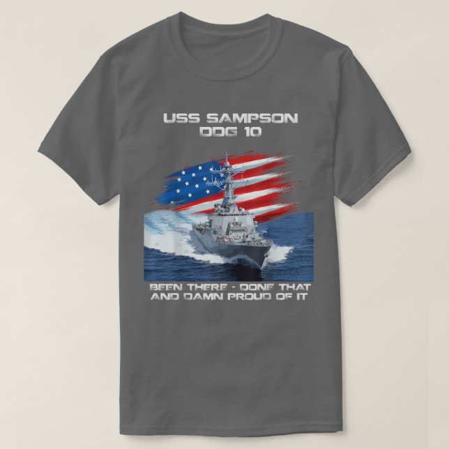 T-shirt USS Sampson DDG-10 Destroyer Ship USA Flag Veteran (Design devant)