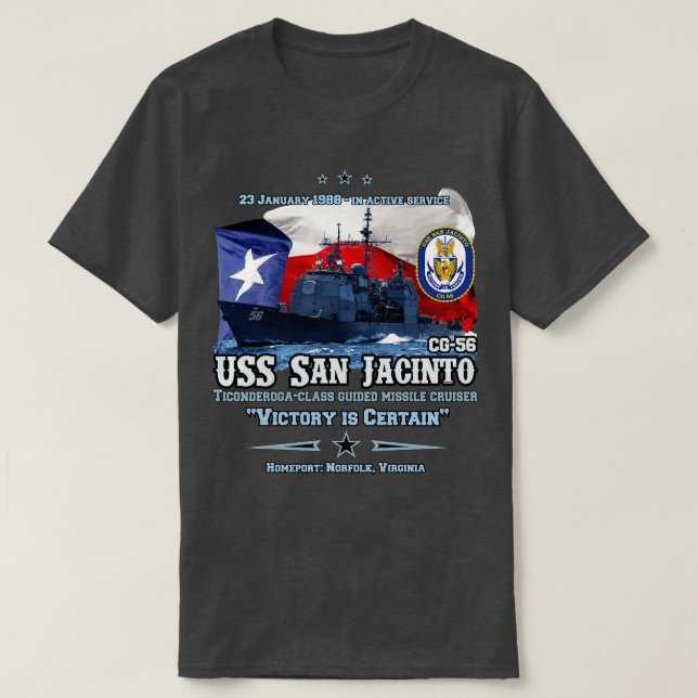 T-shirt USS San Jacinto CG56 Texas pride (Design devant)