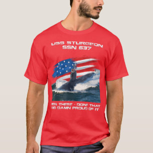 T-shirt USS Sturgeon SSN637 sous-marin américain Drapeau V