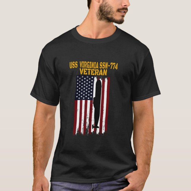 T-shirt USS Virginia SSN 774 Sous-marin Anciens Combattant (Devant)