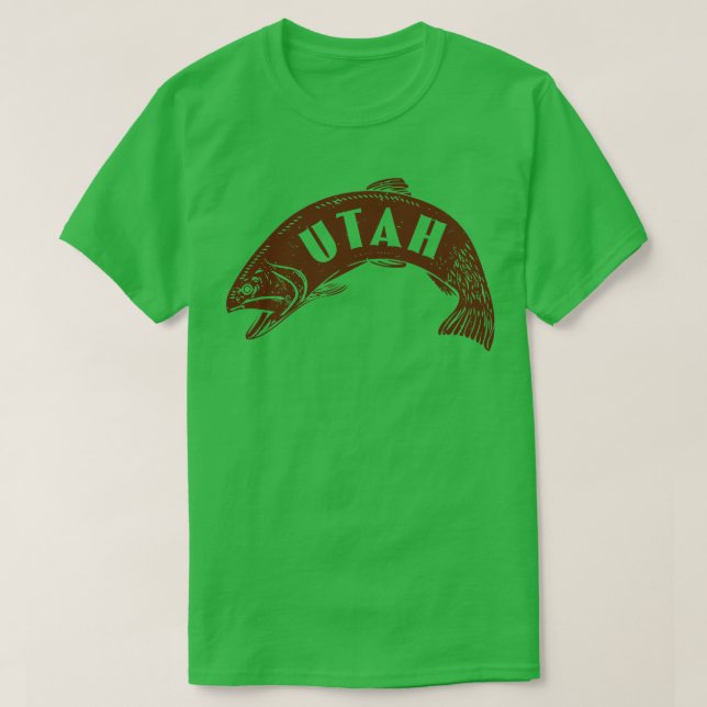 T-shirt Utah Fish Wordmark Brown (Design devant)