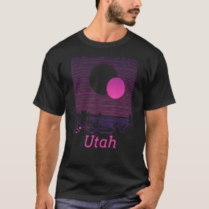 T-shirt Utah Retro Vintage Mountain Grid 80s 90s
