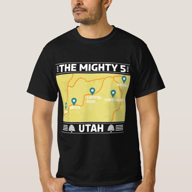 T-shirt Utahs Les Cinq Puissants Parcs Nationaux (Devant)