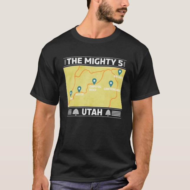 T-shirt Utahs Les Cinq Puissants Parcs Nationaux (Devant)
