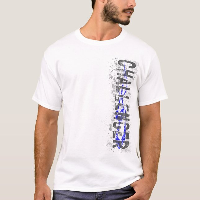 T-shirt v2 bleu de Vert de challengeur (Devant)