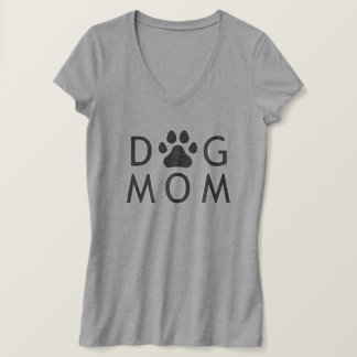 T-shirt V-Cou d'empreinte de patte de maman de chien