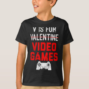 T-shirt V est pour la Saint-Valentin jeux vidéo Gamer Boy