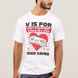 T-shirt V est pour les jeux vidéo contre la Saint Valentin