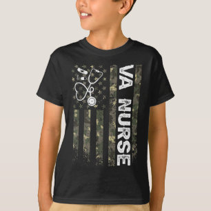 T-shirt Va Nurse Camouflage Drapeau Américain Patriotique