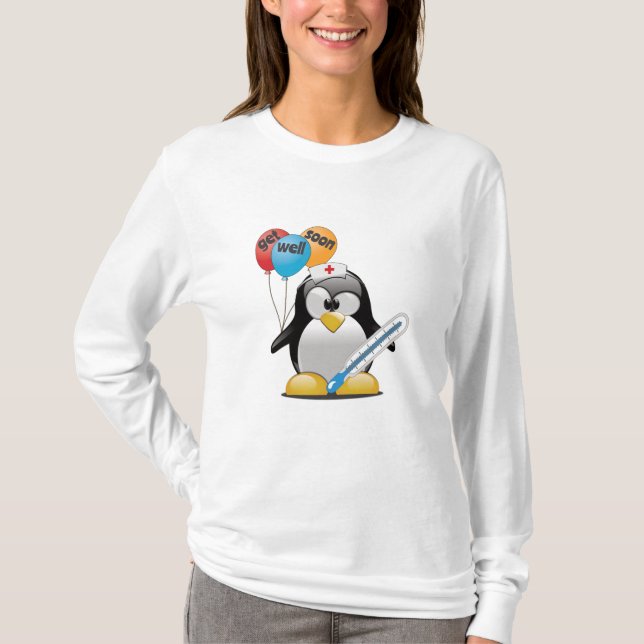 T-shirt Va-t'en bientôt. Infirmière de pingouin. (Devant)