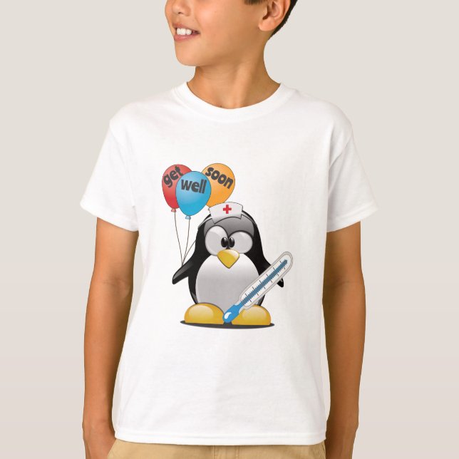 T-shirt Va-t'en bientôt. Infirmière de pingouin. (Devant)