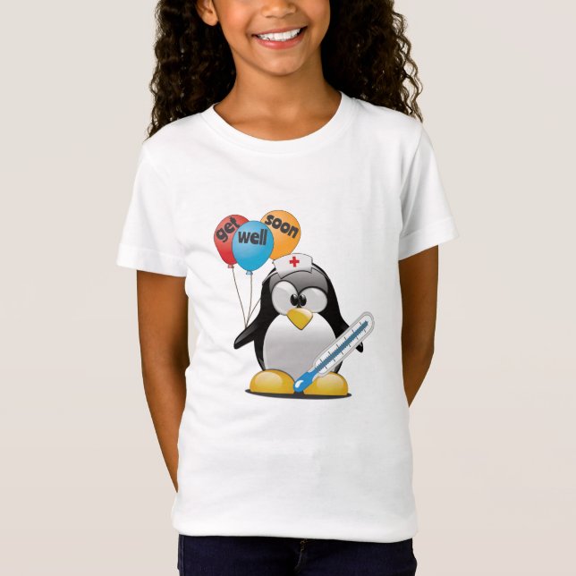 T-Shirt Va-t'en bientôt. Infirmière de pingouin. (Devant)