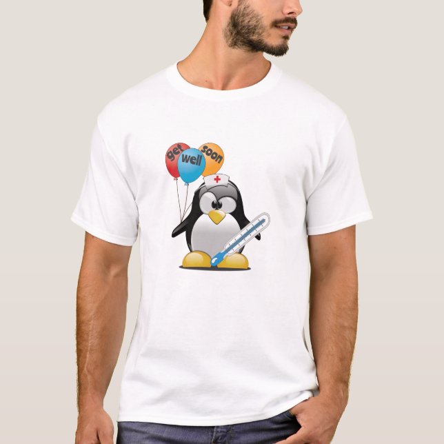 T-shirt Va-t'en bientôt. Infirmière de pingouin. (Devant)
