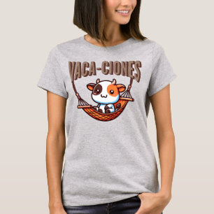T-shirt Vacaciones (Vacances) Punny Cute Cow Espagnol Chem