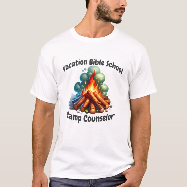 T-shirt Vacances Bible School Camp Conseiller Campfire (Devant)