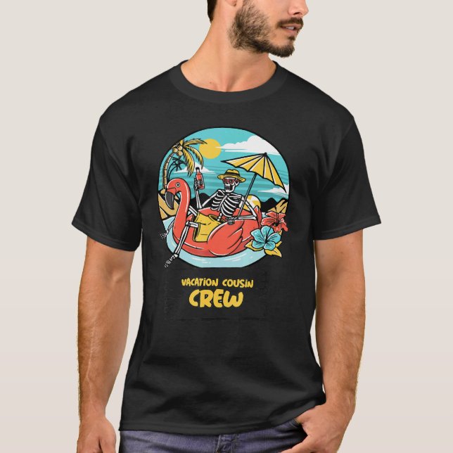 T-shirt Vacances Cousin Crew Cool Squelette Sur L'Été B (Devant)
