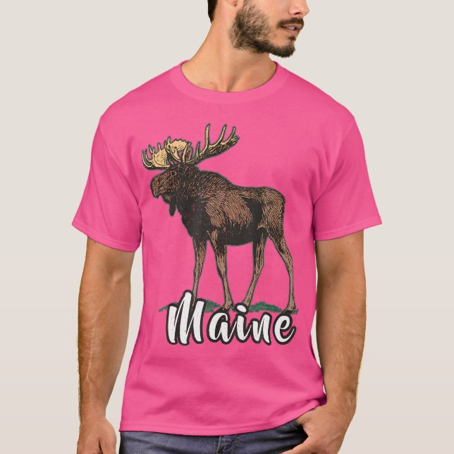 T-shirt Vacances dans le Maine Forêt Faune Moose Camping R (Devant)