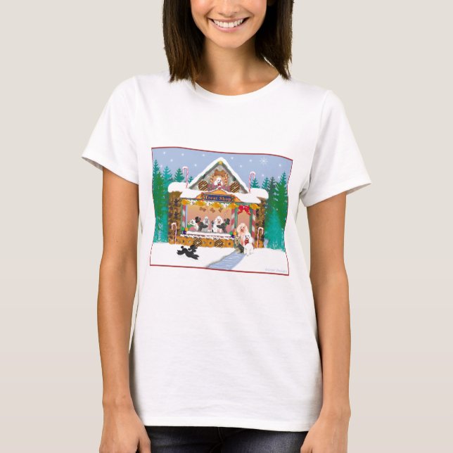 T-shirt Vacances de magasin de festin de Noël de caniche (Devant)
