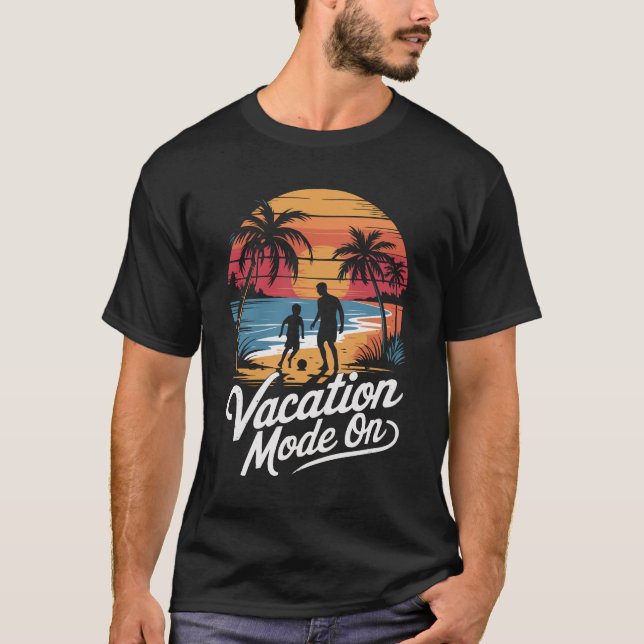 T-shirt Vacances de plage père et fils (Devant)