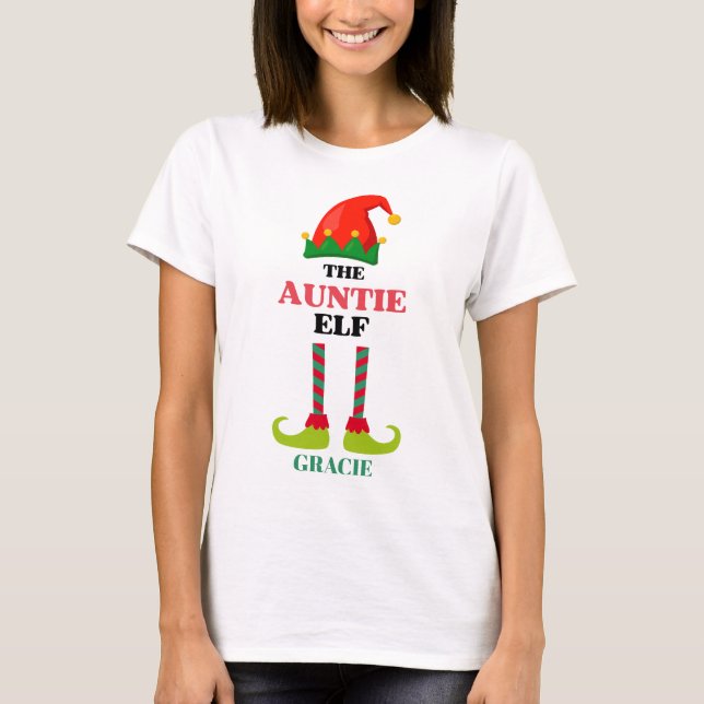 T-shirt Vacances d'elfe de la tante personnalisée (Devant)
