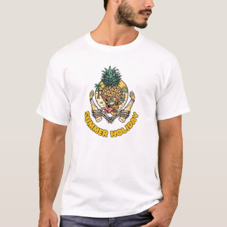 T-shirt Vacances d'été avec crâne d'ananas.