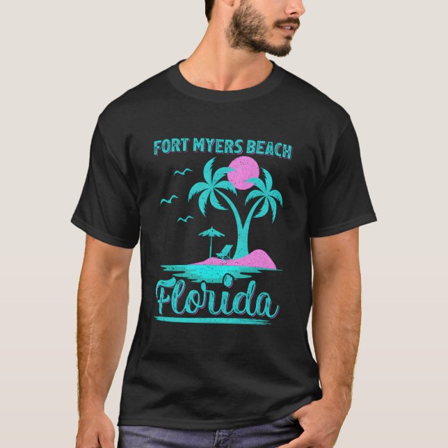 T-shirt Vacances d'été Palm Tree Floride Fort Myers Beach (Devant)