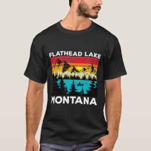 T-shirt Vacances d'été Pêche Vintage Rétro Flathead Lak