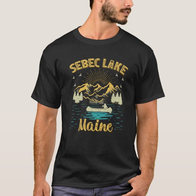 T-shirt Vacances d'été Retro Mountain Maine Sebec Lake (Devant)