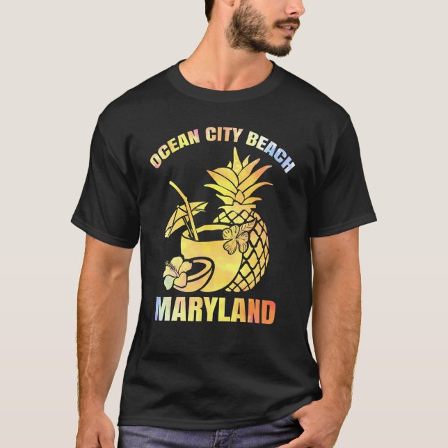 T-shirt Vacances d'été Retro Sunset Maryland Ocean City B (Devant)