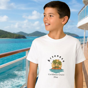T-shirt Vacances en croisière Teal de coucher de soleil tr