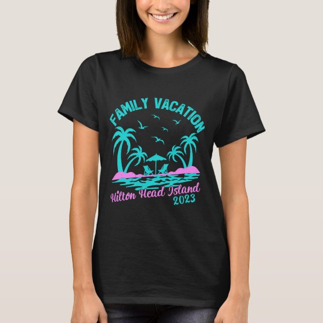 T-shirt Vacances en famille 2023 Caroline du Sud Hilton He (Devant)