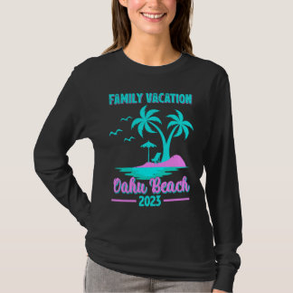T-shirt Vacances en famille 2023 Palmier Hawaï Oahu Plage