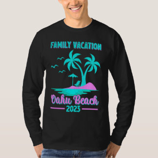 T-shirt Vacances en famille 2023 Palmier Hawaï Oahu Plage