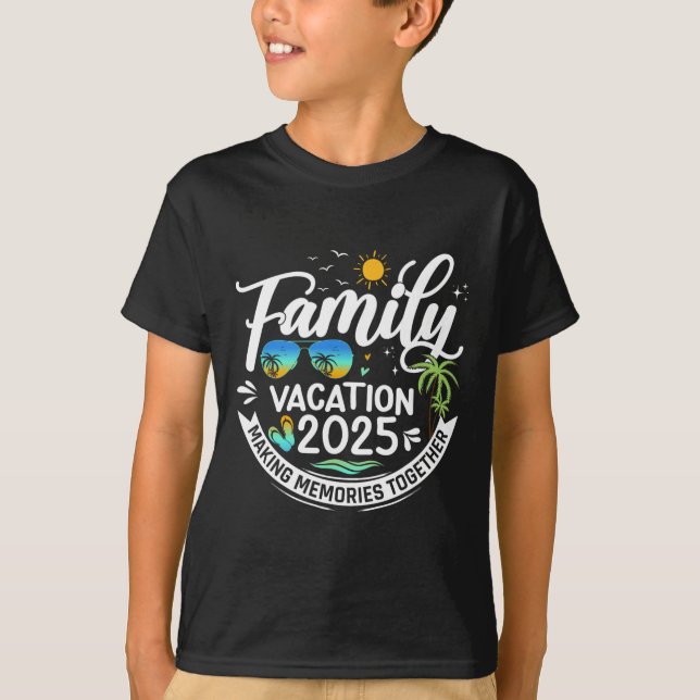 T-shirt Vacances en famille 2025 Plage Correspondant Vacan (Devant)