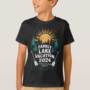 T-shirt Vacances en famille au lac de cabane de camping dr