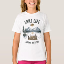 Vacances en famille rétro grunge au bord du lac