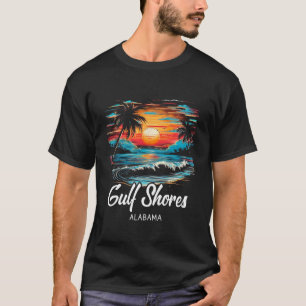 T-shirt Vacances en famille Retro Sunset Alabama Gulf Shor