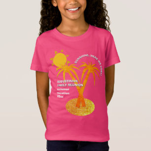 T-Shirt Vacances été rose mignonne Famille Réunion Filles