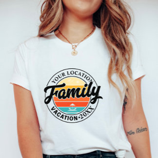 T-shirt Vacances familiales au coucher de soleil rétro ; L