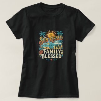 T-shirt Vacances familiales rétro tropicales et réunion de
