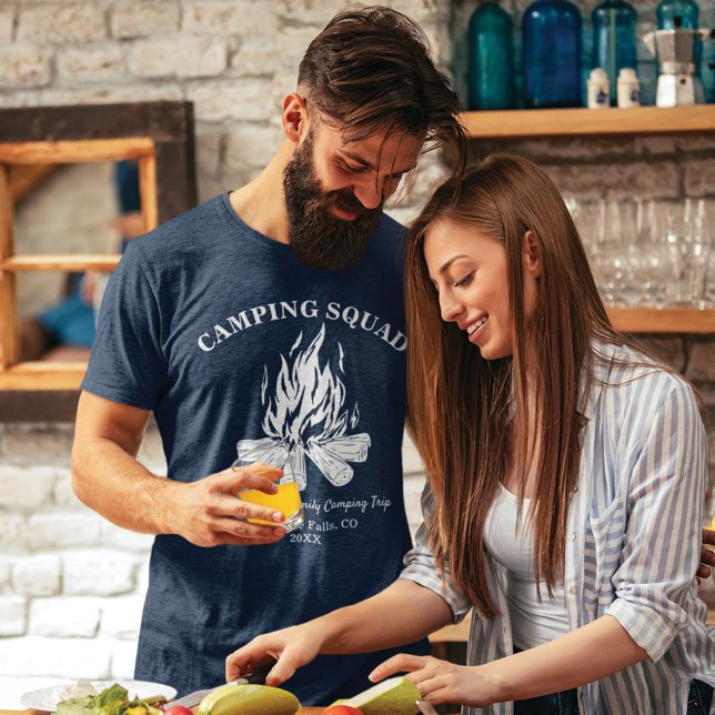 T-shirt Vacances familiales sur mesure Camping-fire Trip (Camping Squad Family Vacation Dad Matching T-Shirt)